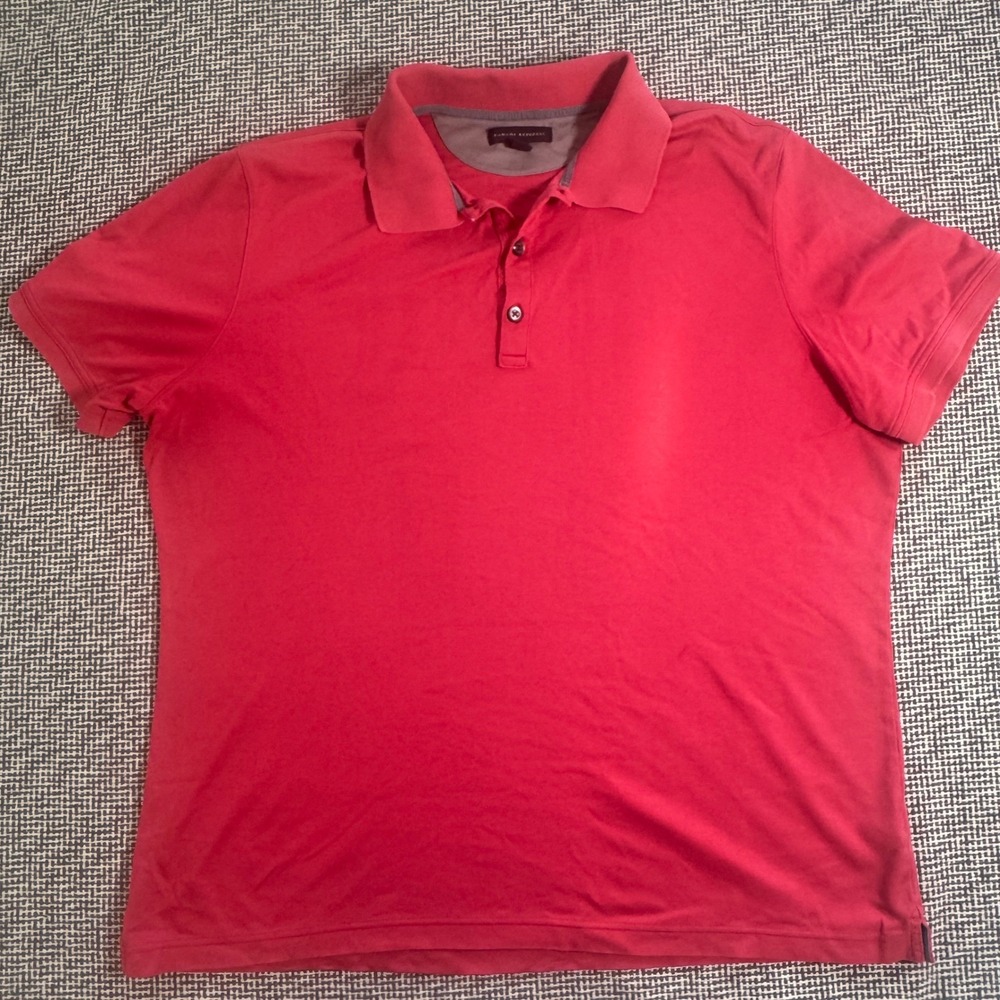 Banana Republic Mens XL Red Short Sleeve Classic Polo Shirt Solid Cotton Blend